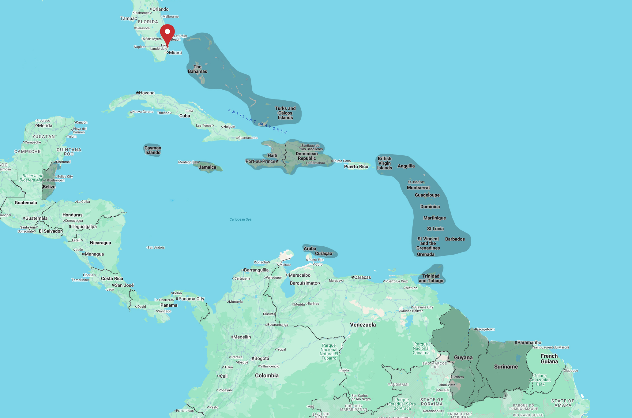 Caribbean territory map
