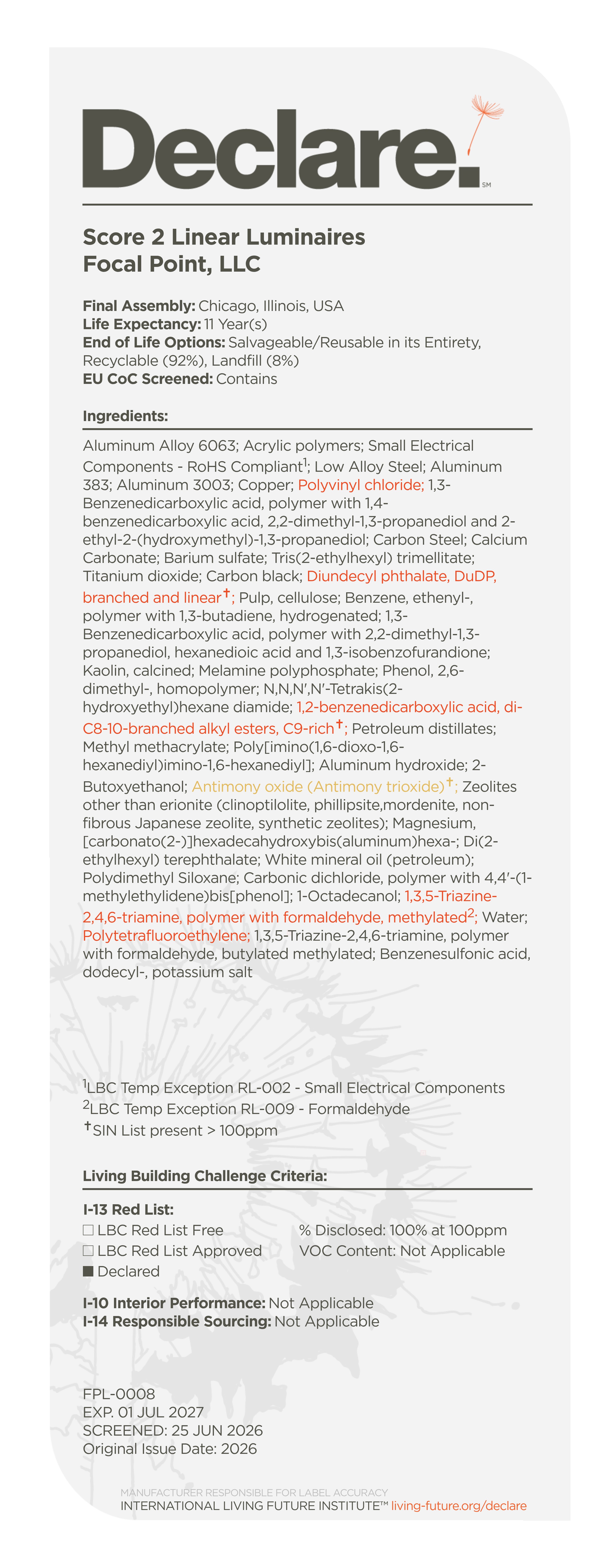 Score 2 FSC2 Declare Label