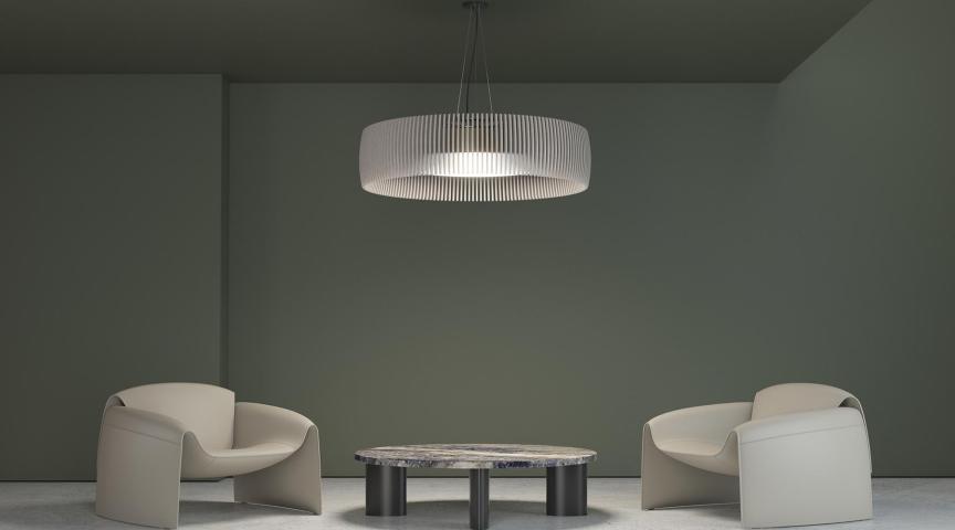 Lia, Seating Area, Acoustic Pendant, Vignette