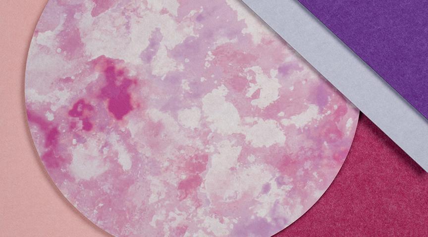 Cosmic Pink Nebula and coordinating colors; Deep Purple, Pearl Ice, Berry & Blush