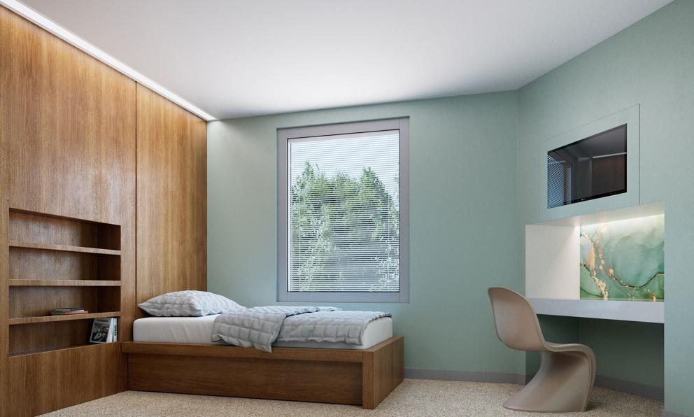 Seem 4 Behavioral Health Perimeter Trim Flange individual unit patient room