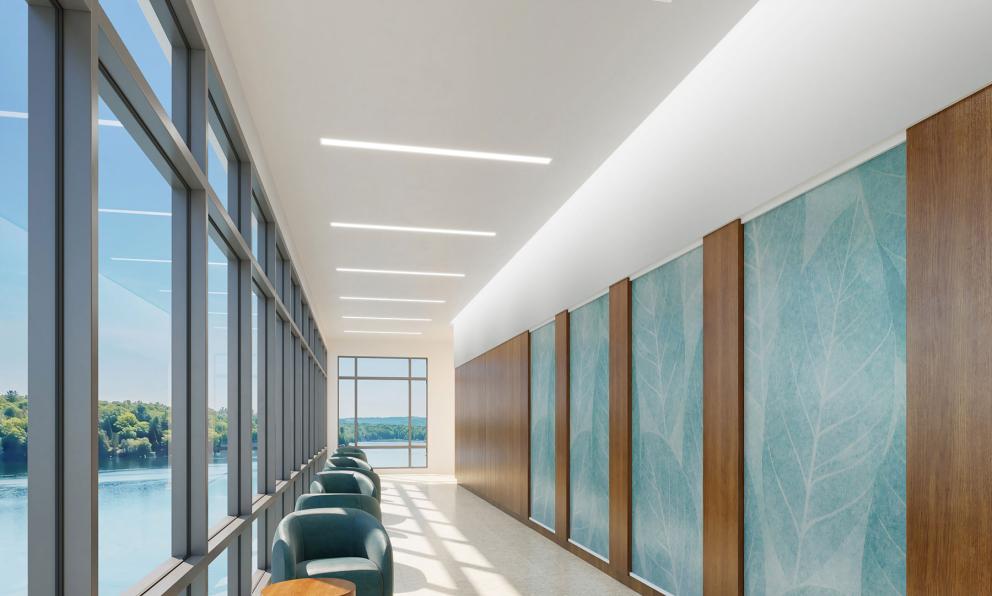 Seem 4 Behavioral Health Recessed & Perimeter Mud-In, installed in a corridor