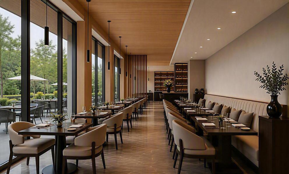 ID+ 2.5" Pure Cylinders and Downlights in a restaurant