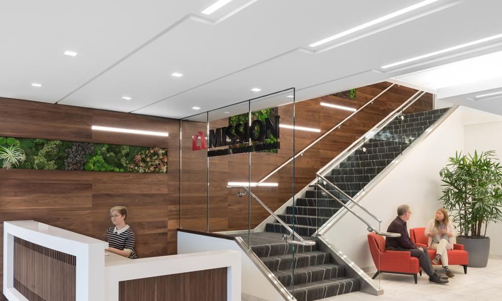 Mission Federal Credit Union Reception Area ID+ 3.5"x3.5" Downlights