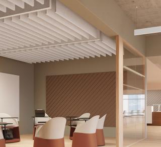 Seem 1 Acoustic Louver, Breakout Space, Classic White, Seem 1 Louver, Mora Ripple, AirCore Blade