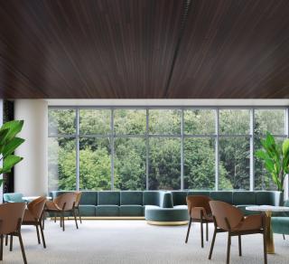 Seem 1 Louver recessed wood ceiling hospitality lounge