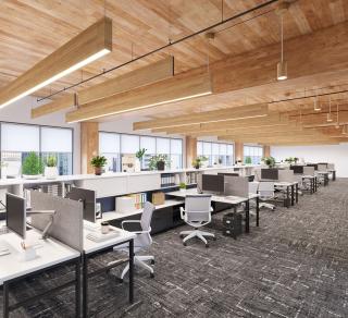 Seem 1 Acoustic, AirCore Blade, Pure Cylinder Mass Timber construction open office