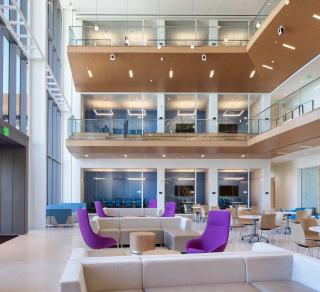 Seem 4 Recessed Wood Ceiling Education Lobby