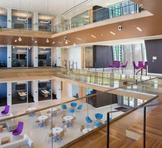 Seem 4 Recessed Wood Ceiling Education Lobby