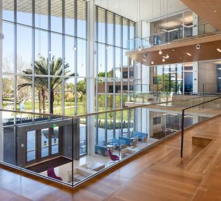 Seem 4 Recessed Wood Ceiling Education Lobby