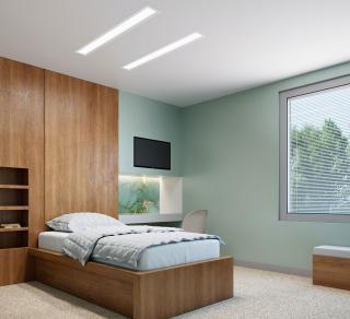 Seem 4 Behavioral Health Recessed Trim Flange patient room, over bed installation