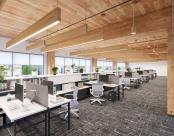 Seem 1 Acoustic, AirCore Blade, Pure Cylinder Mass Timber construction open office