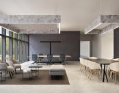 Open office featuring Seem 2 Acoustic rectangles in Moon Rock part of the Cosmic collection