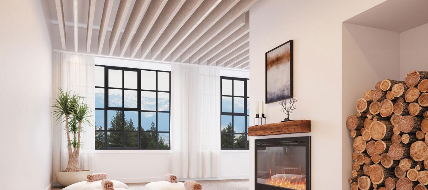 Seem 1 Acoustic Louver, Meditation Room, Natural Linen