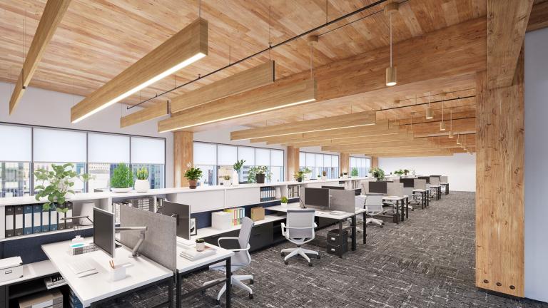 Seem 1 Acoustic, AirCore Blade, Pure Cylinder Mass Timber construction open office