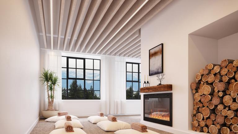 Seem 1 Acoustic Louver, Meditation Room, Natural Linen