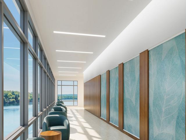 Seem 4 Behavioral Health Recessed & Perimeter Mud-In, installed in a corridor
