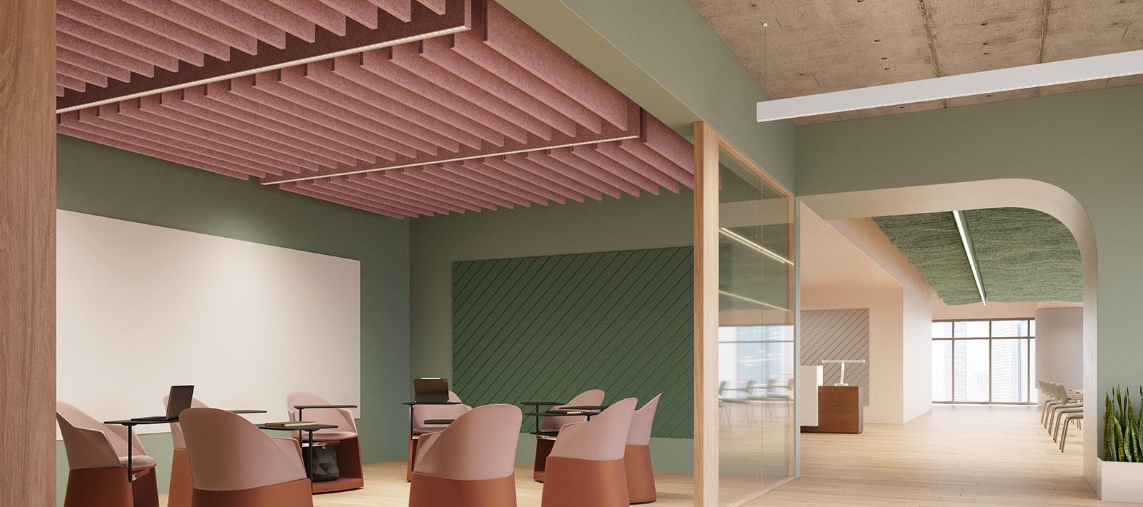 Seem 1 Acoustic Louver, Breakout Space, Blush, Seem 1 Louver, Mora Ripple, AirCore Blade