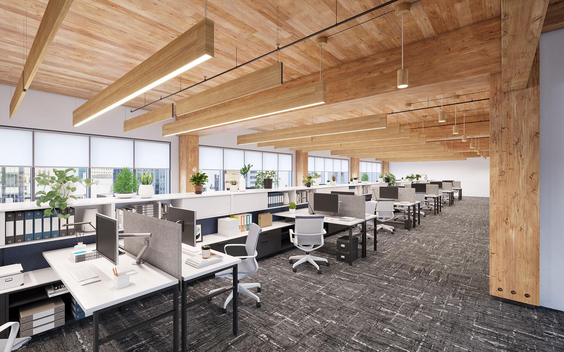 Seem 1 Acoustic, AirCore Blade, Pure Cylinder Mass Timber construction open office