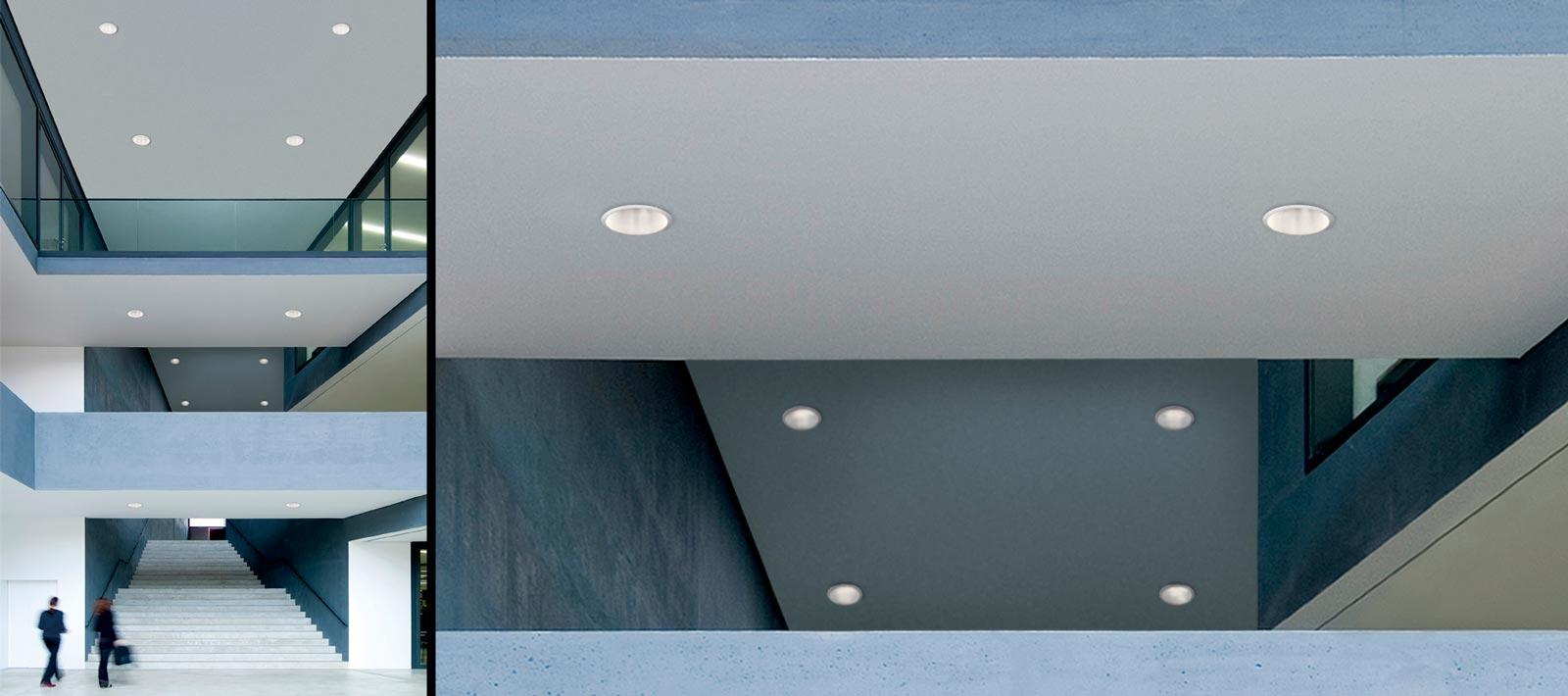 High Ceiling downlights lobby