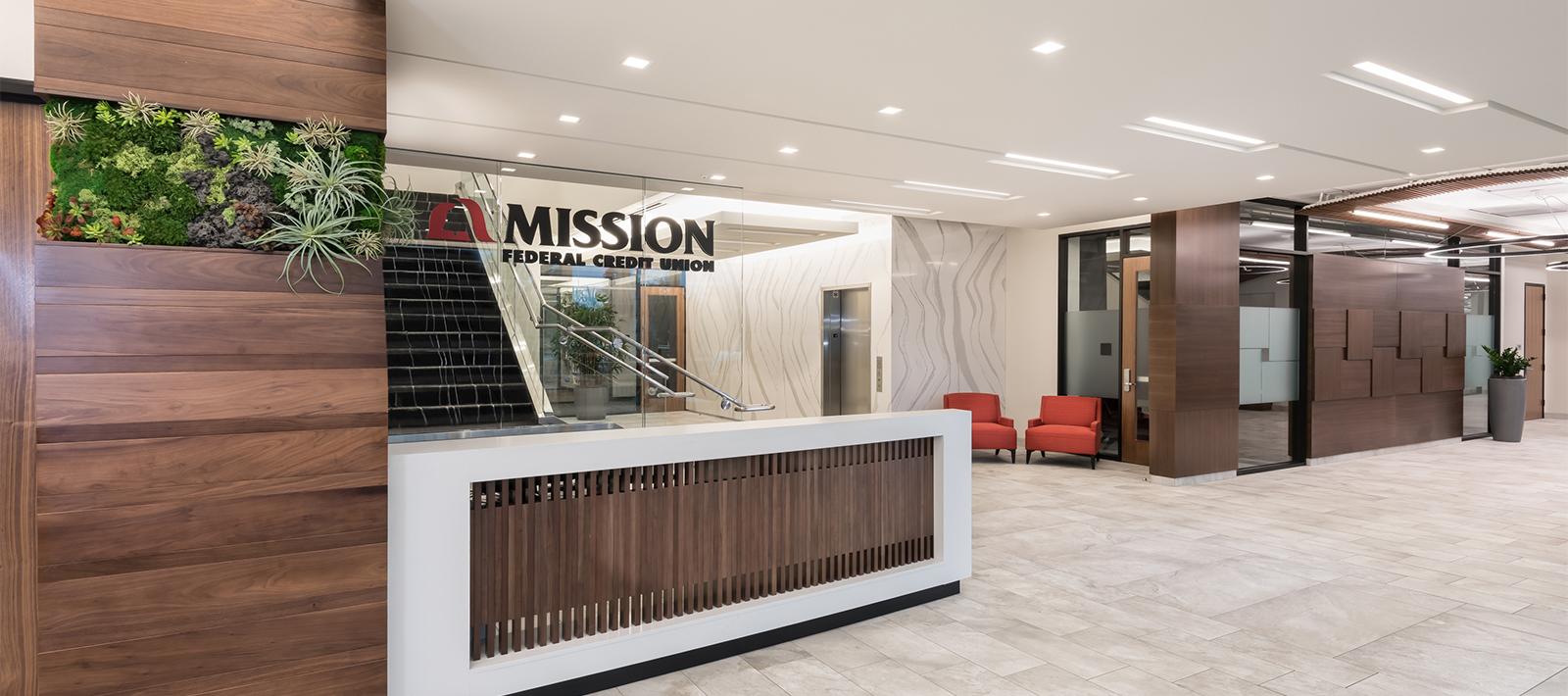 Mission Federal Credit Union Reception Area ID+ 3.5"x3.5" Downlights