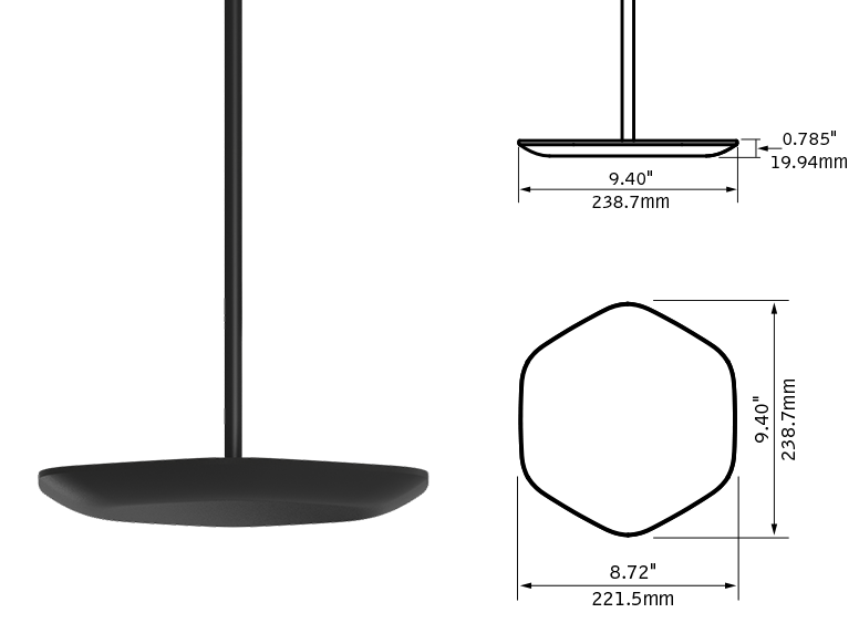 Polina Uplight dimensional drawing